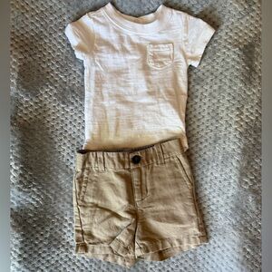 Janie & Jack White Tee and Tan Shorts Set